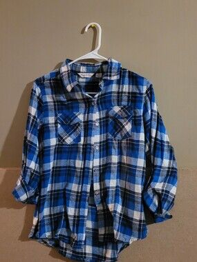 Blue Plaid Button-Up Shirt for Kids - Classic Flannel M River & Rose